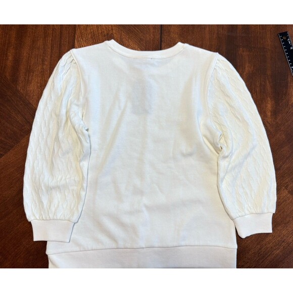 NAUTICA JEANS WOMENS IVORY SWEATER SLEEVES WOVEN BODICE NWT XS - Picture 3 of 7